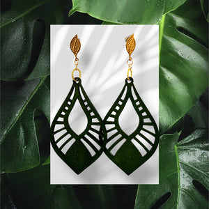 Forest Green wood earrings